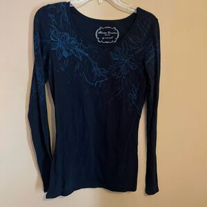 Peruvian connection navy blouse xs